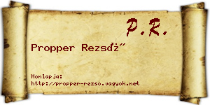 Propper Rezső névjegykártya